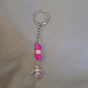 Hand Crafted Pink and Silver Key Holder #1